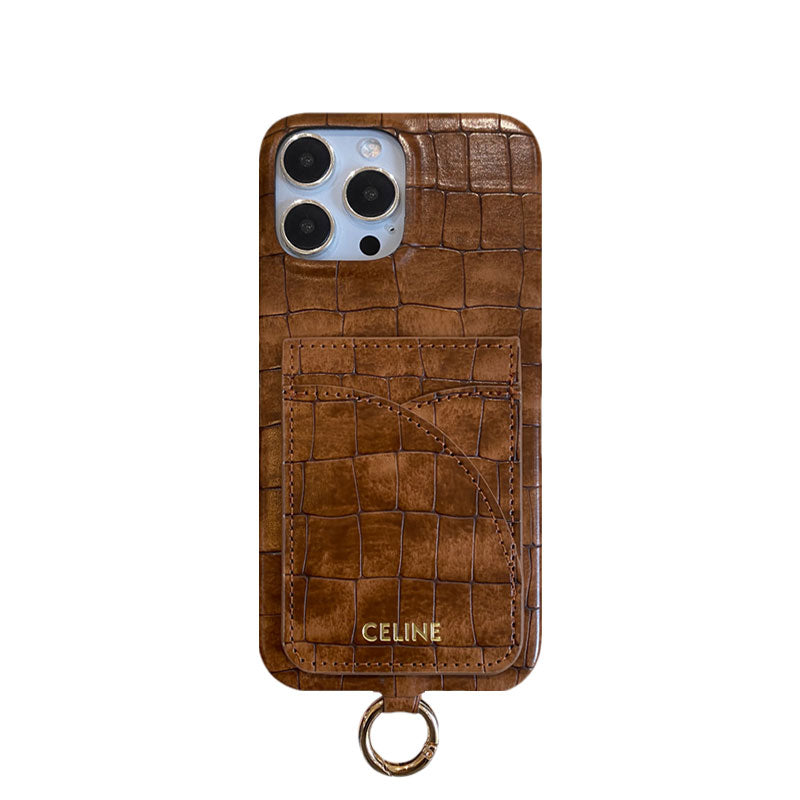 Alligator Print Celine iPhone-etui med kortholder og strop Grøn -EYP241415
