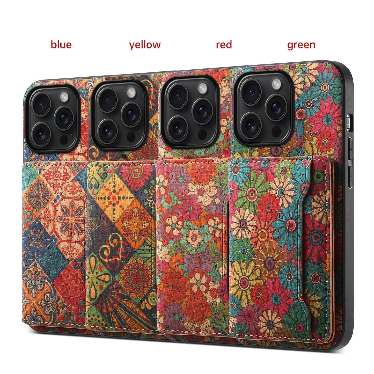 Vintage Floral Seas -nahkainen lompakkokotelo – Boho Chic -suoja iPhone-kuorelle