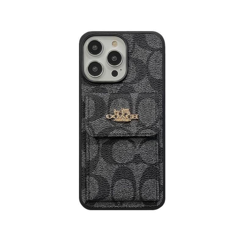 Capa Coach para iPhone com porta-cartões e carteira café -SZK240425