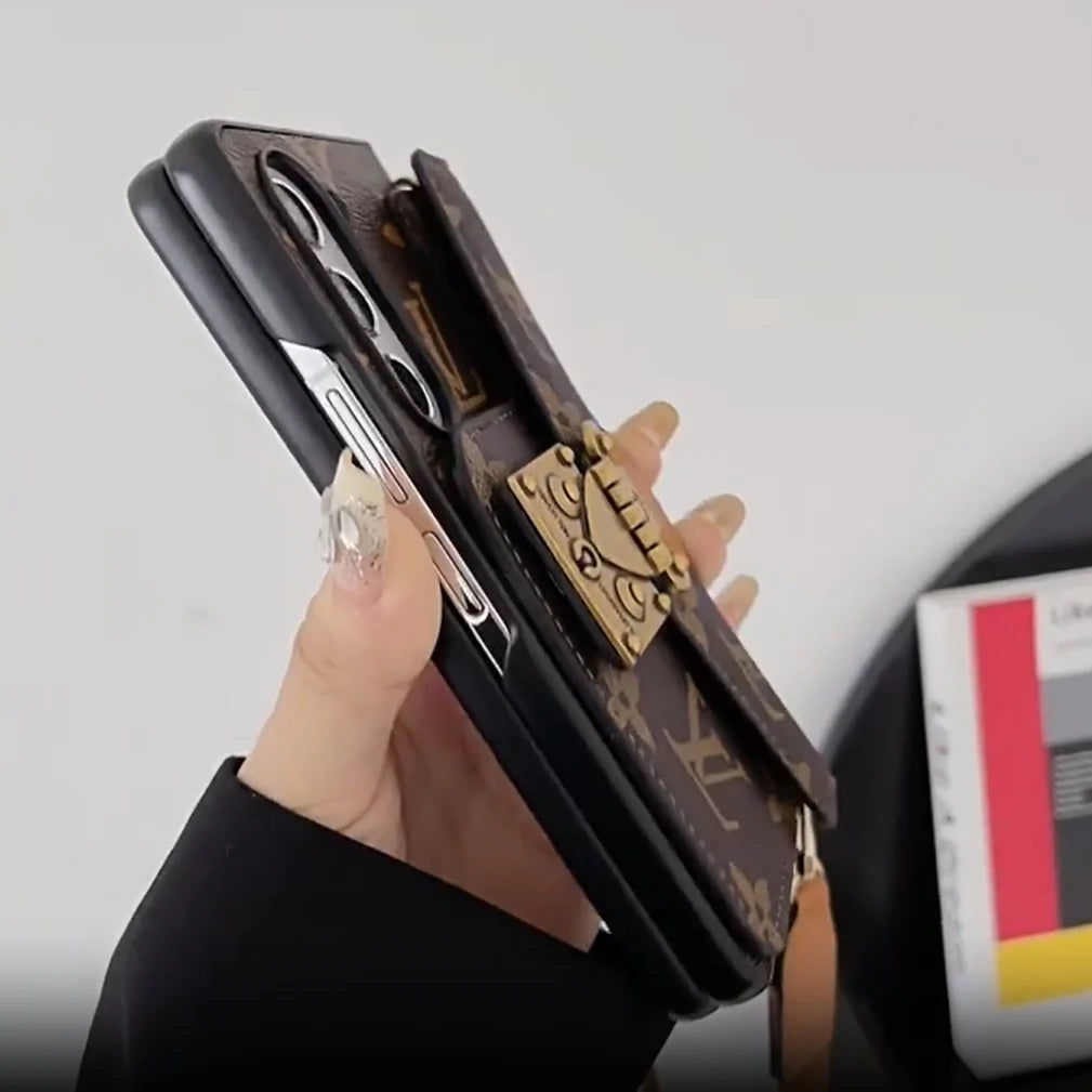 豪華鎖卡包斜挎鏈條三星 Z 折疊包