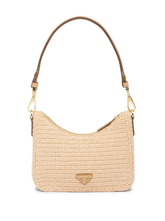Beige Woven Shoulder Bag with Gold Chain – Summer Chic Handbag
