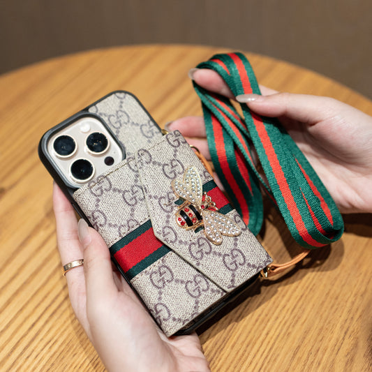 حافظة iPhone متطورة ومتطورة مع حامل بطاقة & حزام كتف