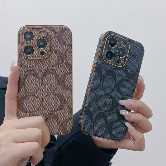 Capa Coach para iPhone em couro com sobrancelha clara -QBK240513