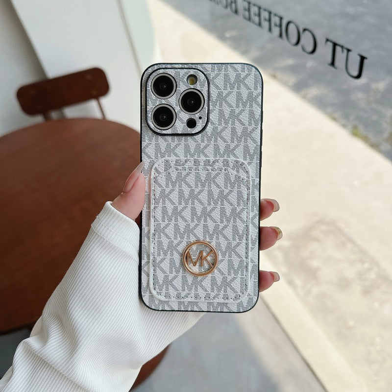 Borsa per carte MK Custodia per iPhone con logo dorato