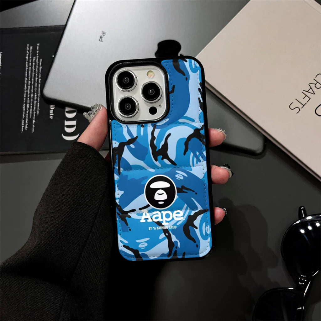 Camo Print Ape Style Down Filled Puffer iPhone case