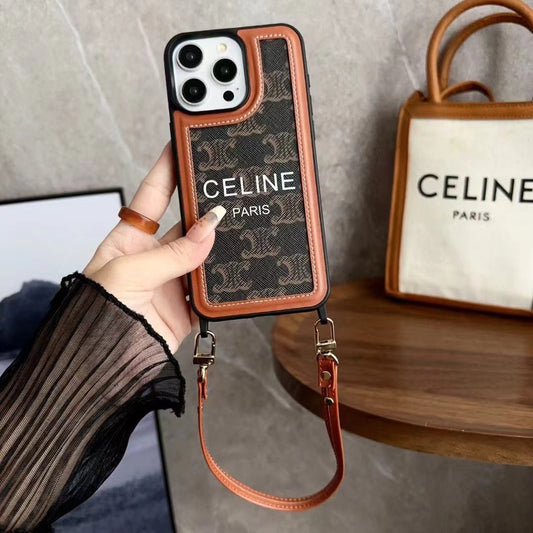 Zwart Celine iPhone-hoesje met riem-SZ231124