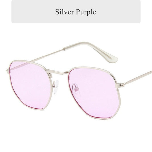 Oulylan Vintage Polygon Sonnenbrille Frauen Männer Marke Metall Rahmen Sonnenbrille Damen UV400 Weibliche Luxus Polygonale Sonnenbrille Männlich
