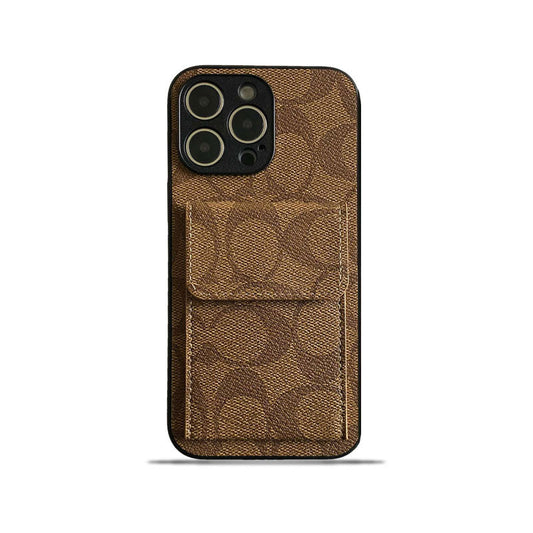 Capa Coach para iPhone com Carteira Marrom Claro-HP240513