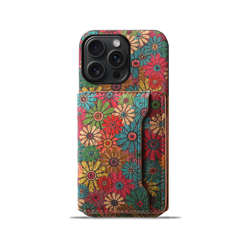 Vintage Floral Seas -nahkainen lompakkokotelo – Boho Chic -suoja iPhone-kuorelle