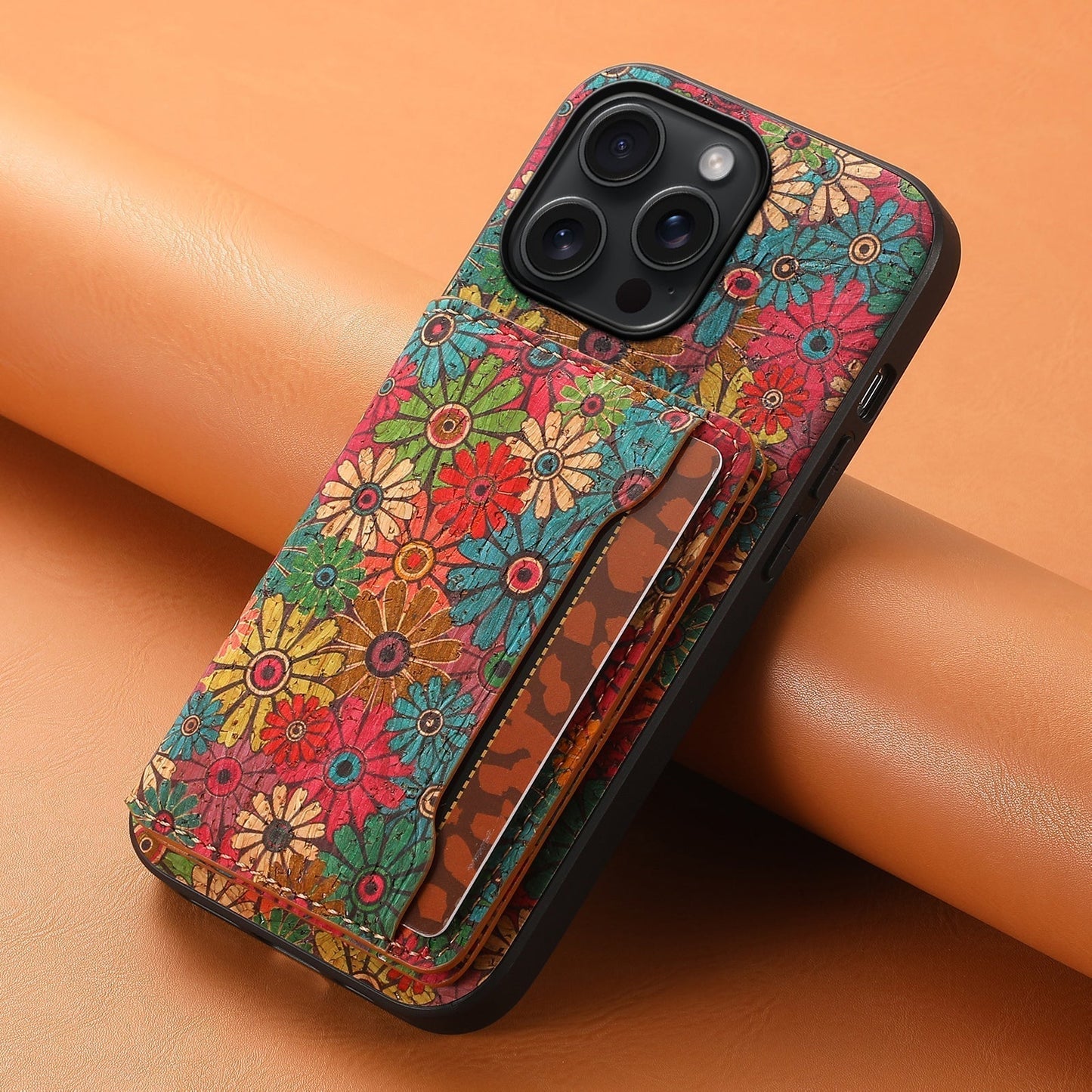 Vintage Floral Seas -nahkainen lompakkokotelo – Boho Chic -suoja iPhone-kuorelle