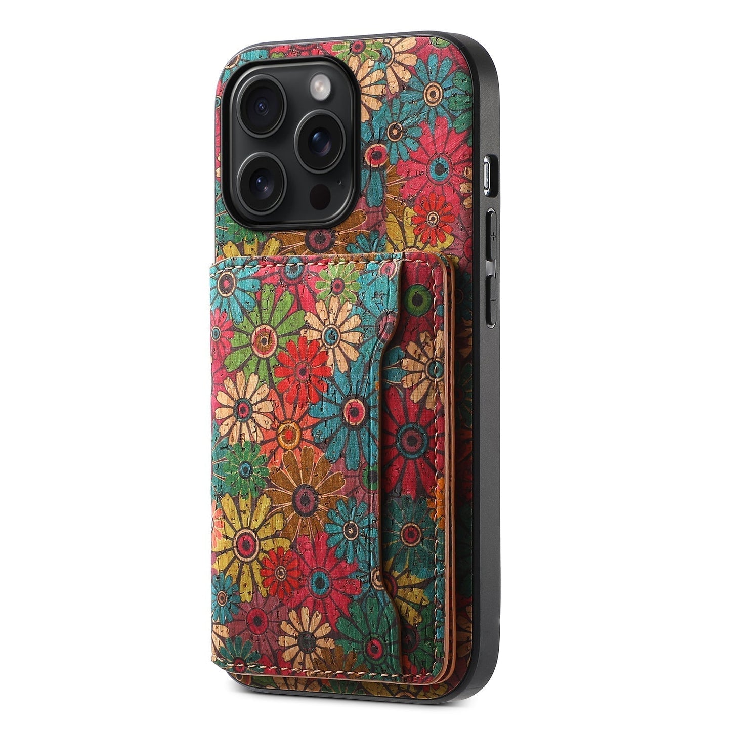 Vintage Floral Seas -nahkainen lompakkokotelo – Boho Chic -suoja iPhone-kuorelle