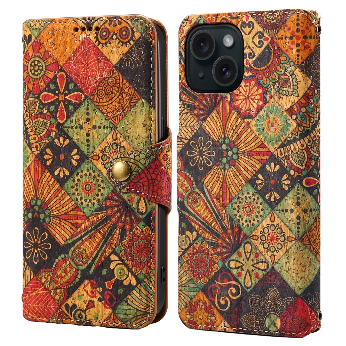 Vintage Floral Seas -nahkainen lompakkokotelo – Boho Chic -suoja iPhone-kuorelle