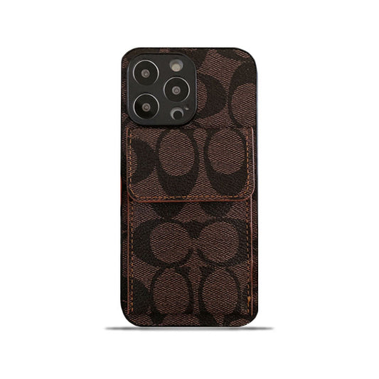 Capa Coach para iPhone com Carteira Marrom Escuro-HP240513