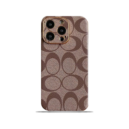 Capa Coach para iPhone em couro com sobrancelha clara -QBK240513