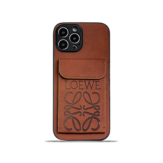 Capa para iPhone LOEWE com suporte para cartão marrom-LZP241448