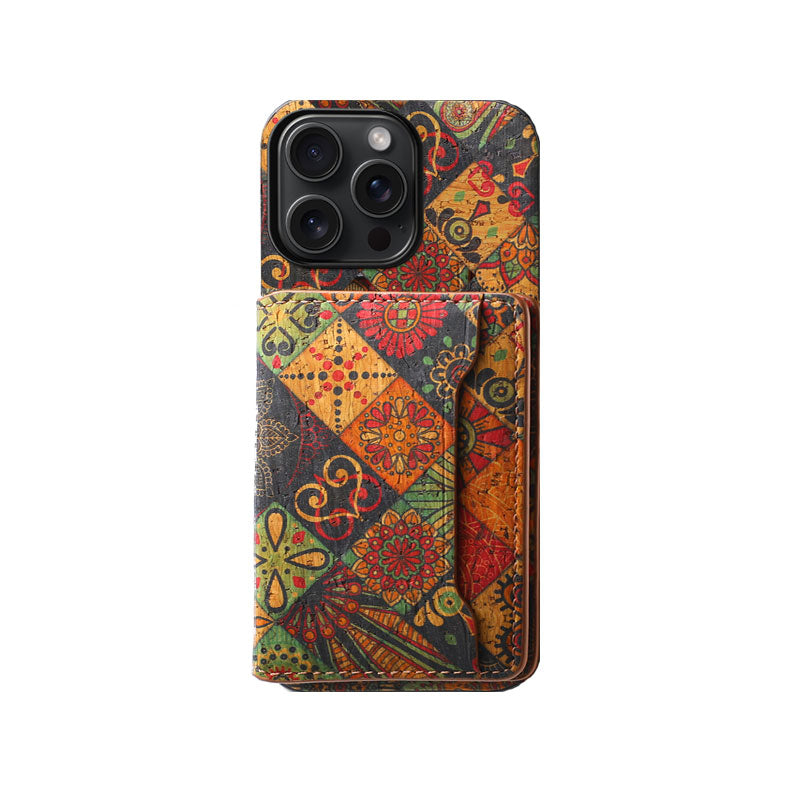 Vintage Floral Seas -nahkainen lompakkokotelo – Boho Chic -suoja iPhone-kuorelle