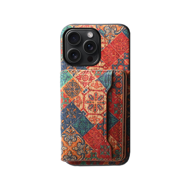 Vintage Floral Seas -nahkainen lompakkokotelo – Boho Chic -suoja iPhone-kuorelle