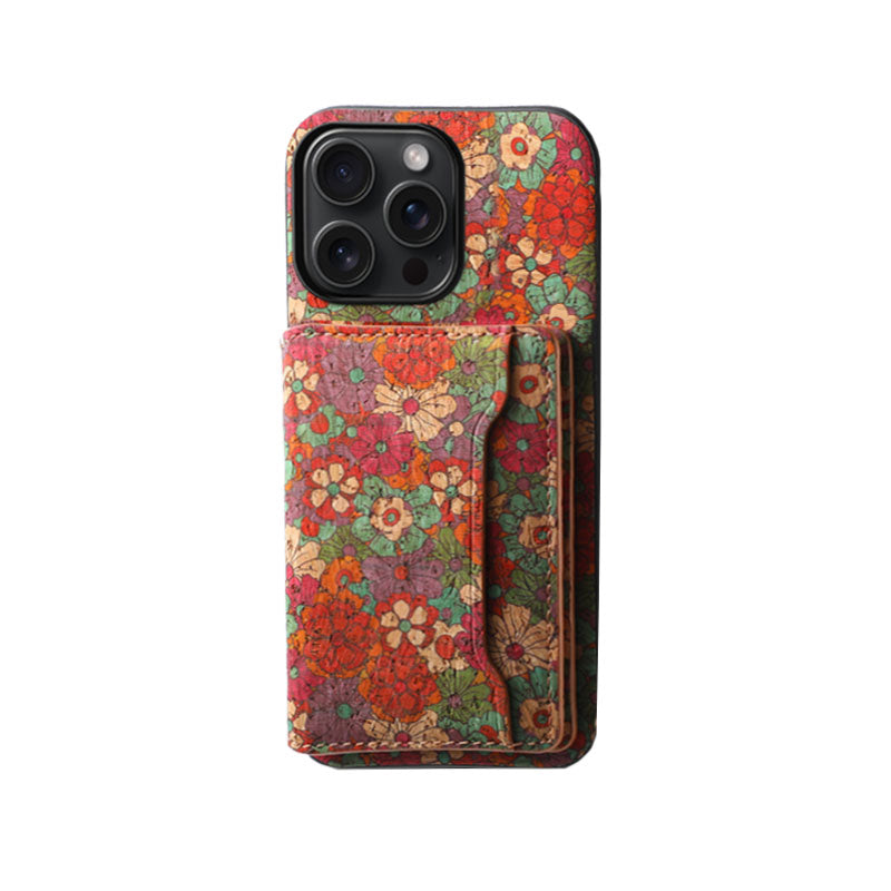 Vintage Floral Seas -nahkainen lompakkokotelo – Boho Chic -suoja iPhone-kuorelle