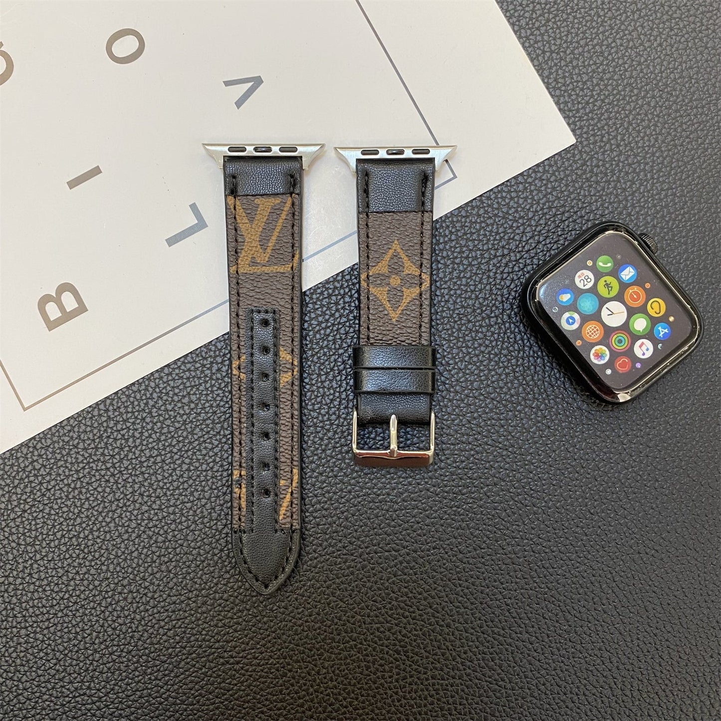 APPLE WATCH STRAP STITCHING MONOGRAM LEATHER