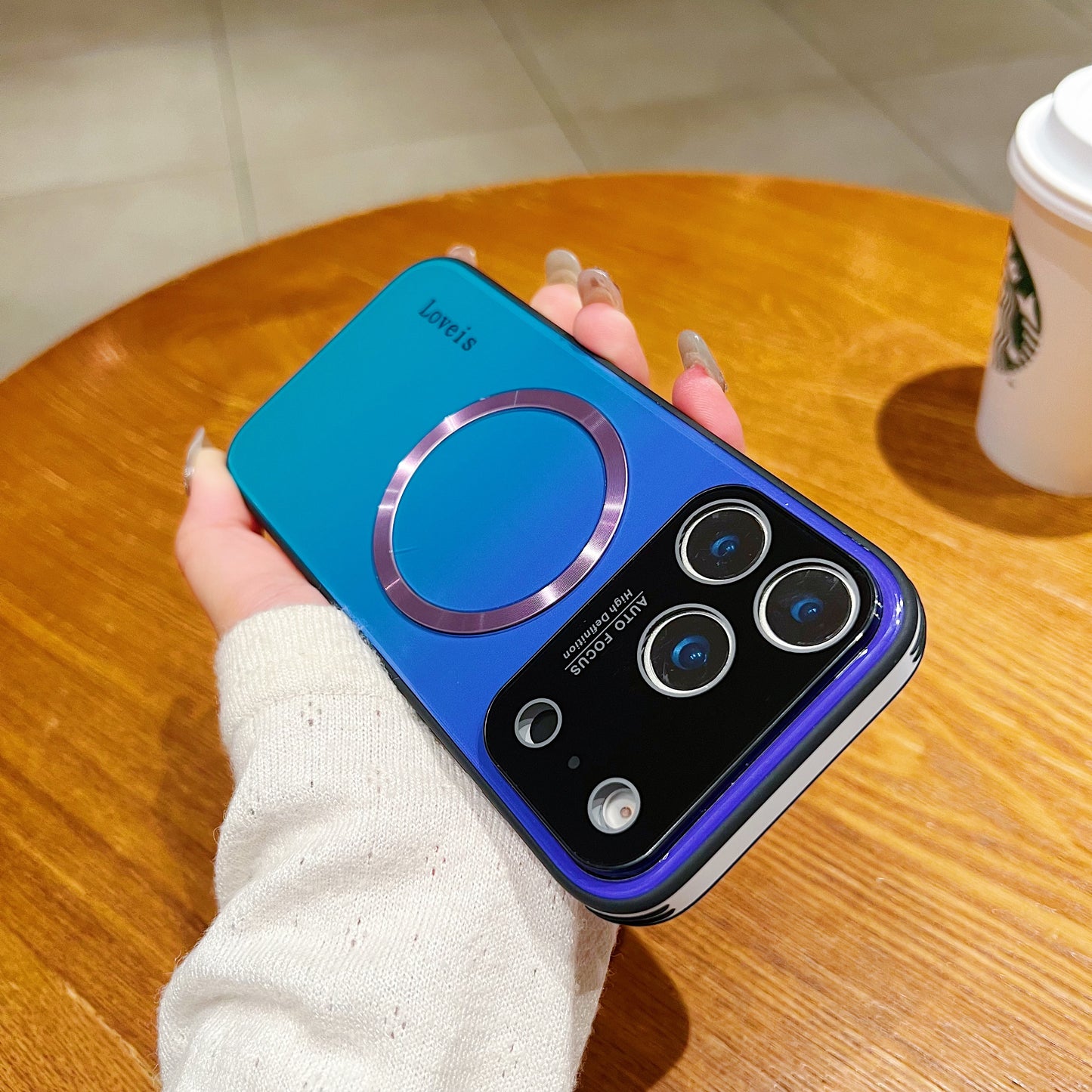 Capa de telefone gradiente magnético MagSafe com proteção de lente