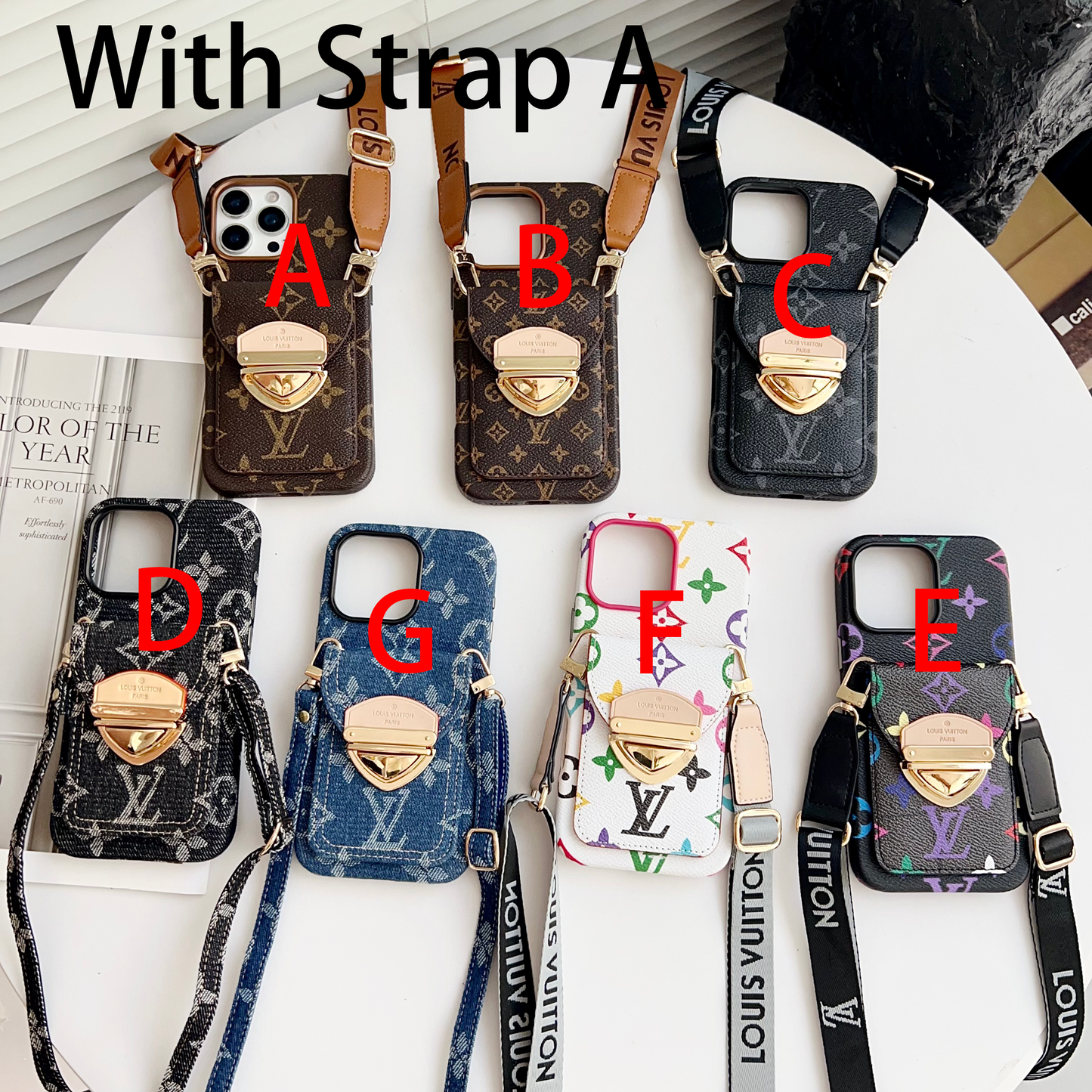 附卡袋的奢華斜挎iPhone手機殼 & 可拆卸肩帶