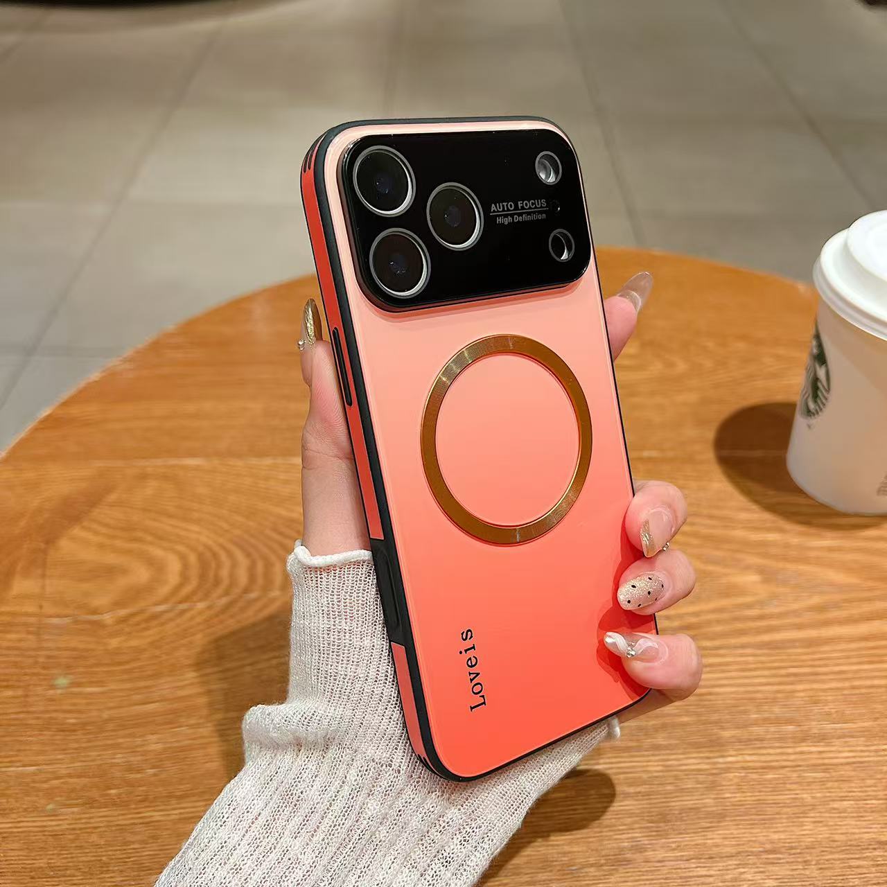 Capa de telefone gradiente magnético MagSafe com proteção de lente