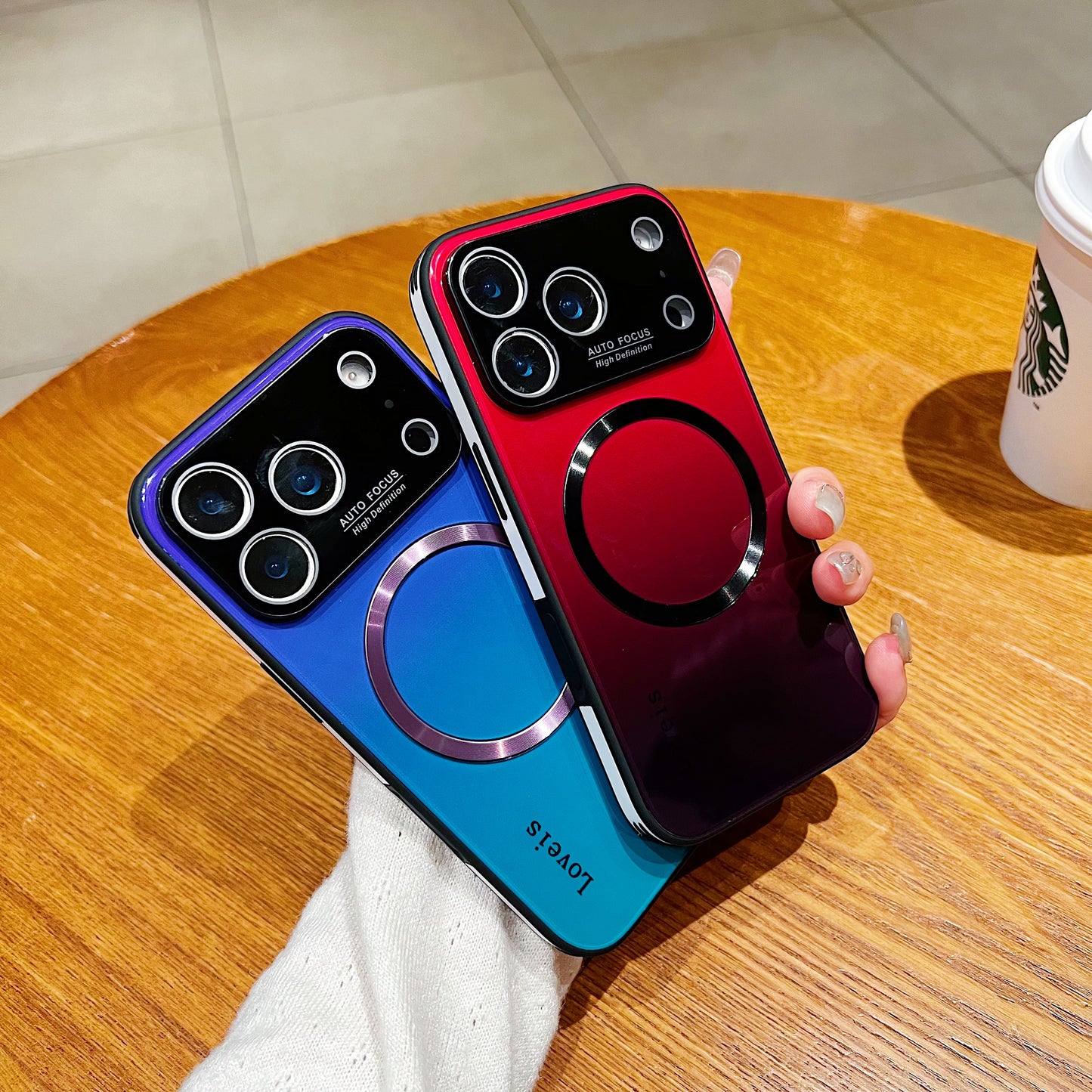 Capa de telefone gradiente magnético MagSafe com proteção de lente