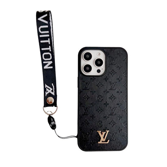 Brązowe etui na iPhone'a z łańcuszkiem Lou