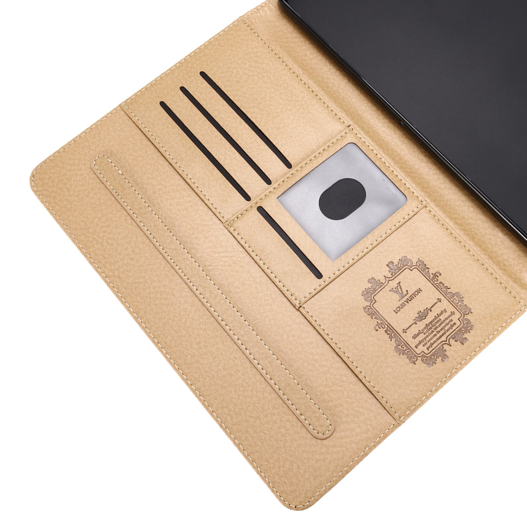 3D præget lærred Monogram hylster Apple iPad Flip Cover med stativ funktion