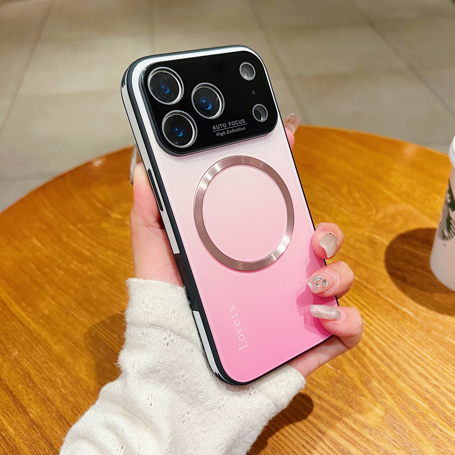 Capa de telefone gradiente magnético MagSafe com proteção de lente