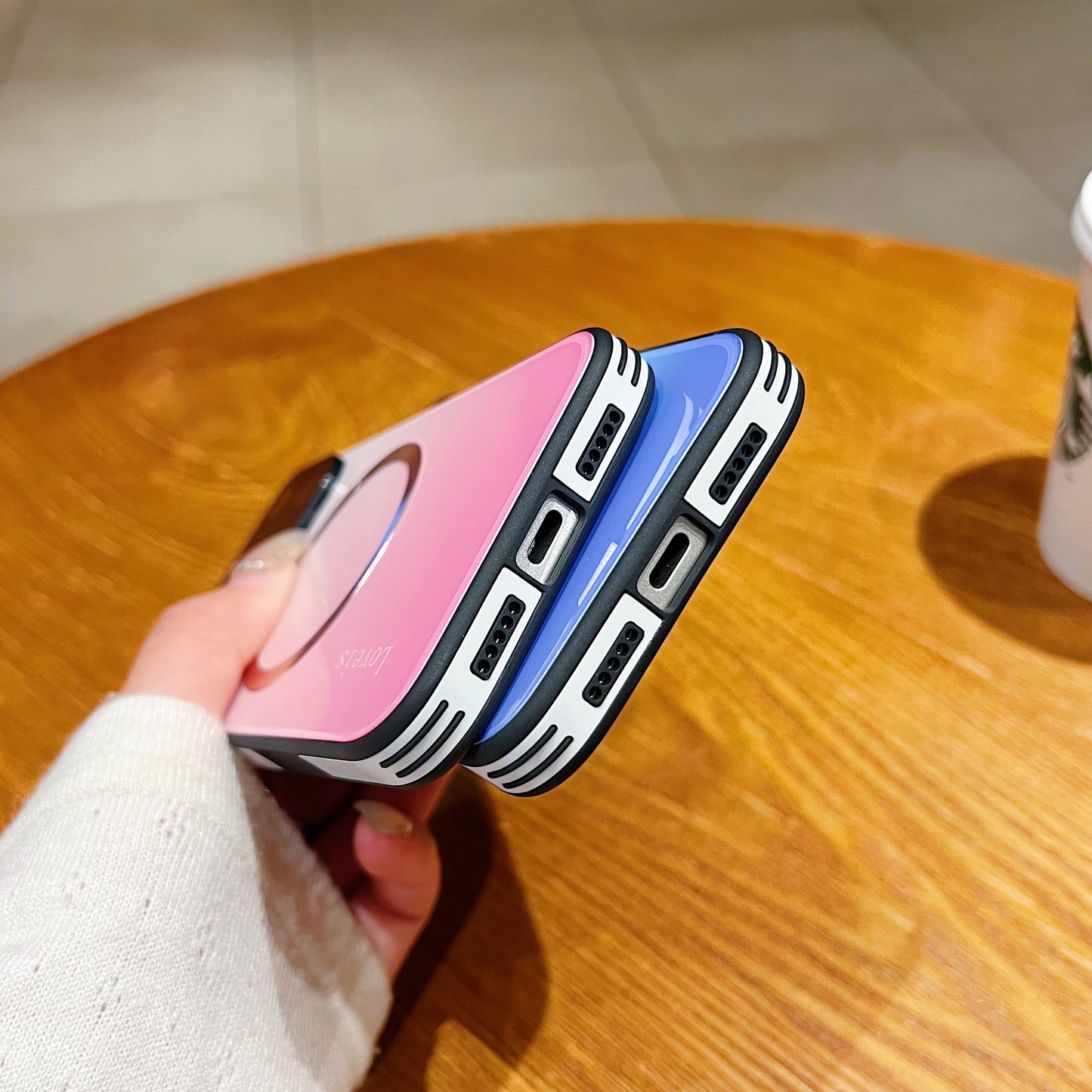 Capa de telefone gradiente magnético MagSafe com proteção de lente