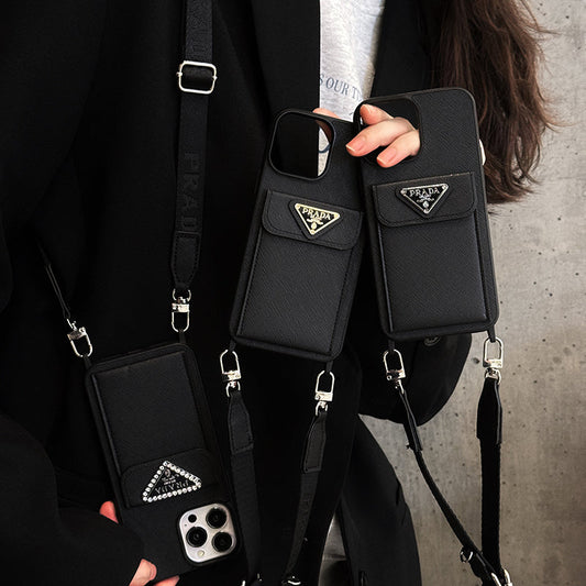 Pra 크로스바디 가죽 아이폰 케이스