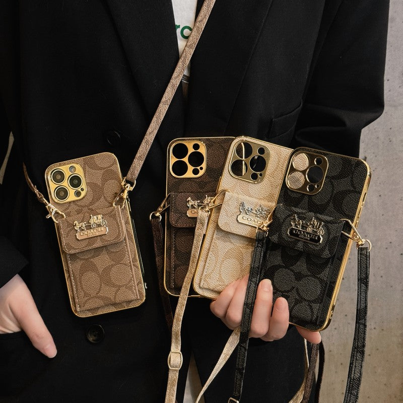 Coa 카드백 가죽 체인 아이폰 케이스