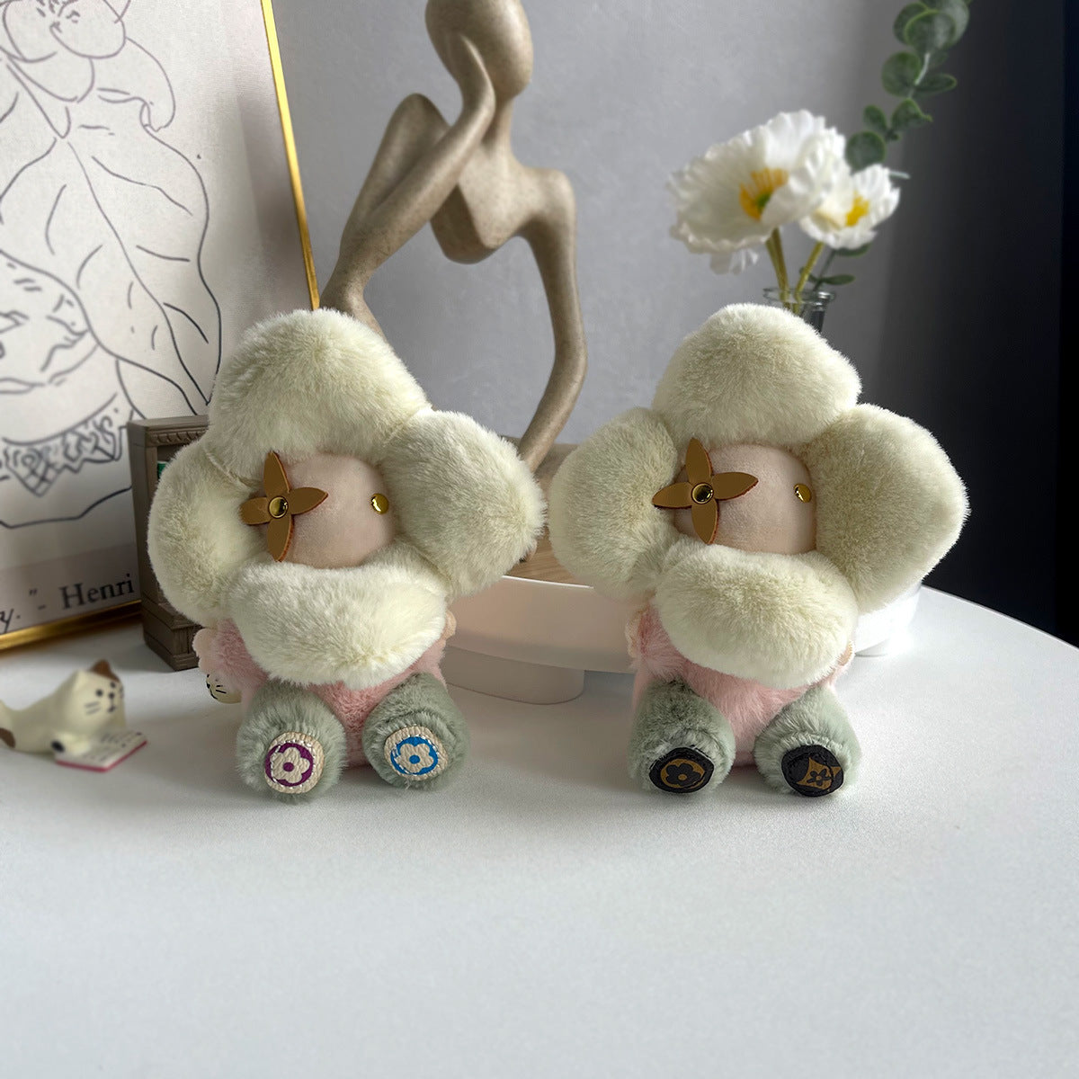 Grazioso portachiavi di peluche a forma di girasole – Ciondolo per borsa Vivian Doll per donna, auto & Decorazione dello zaino