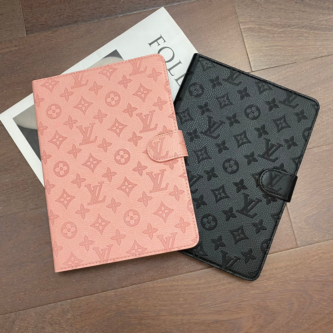 3D præget lærred Monogram hylster Apple iPad Flip Cover med stativ funktion