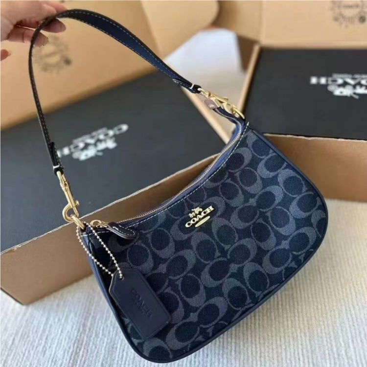 Geantă de umăr cu lanț cu monogramă din denim – Crossbody elegant pentru fiecare zi