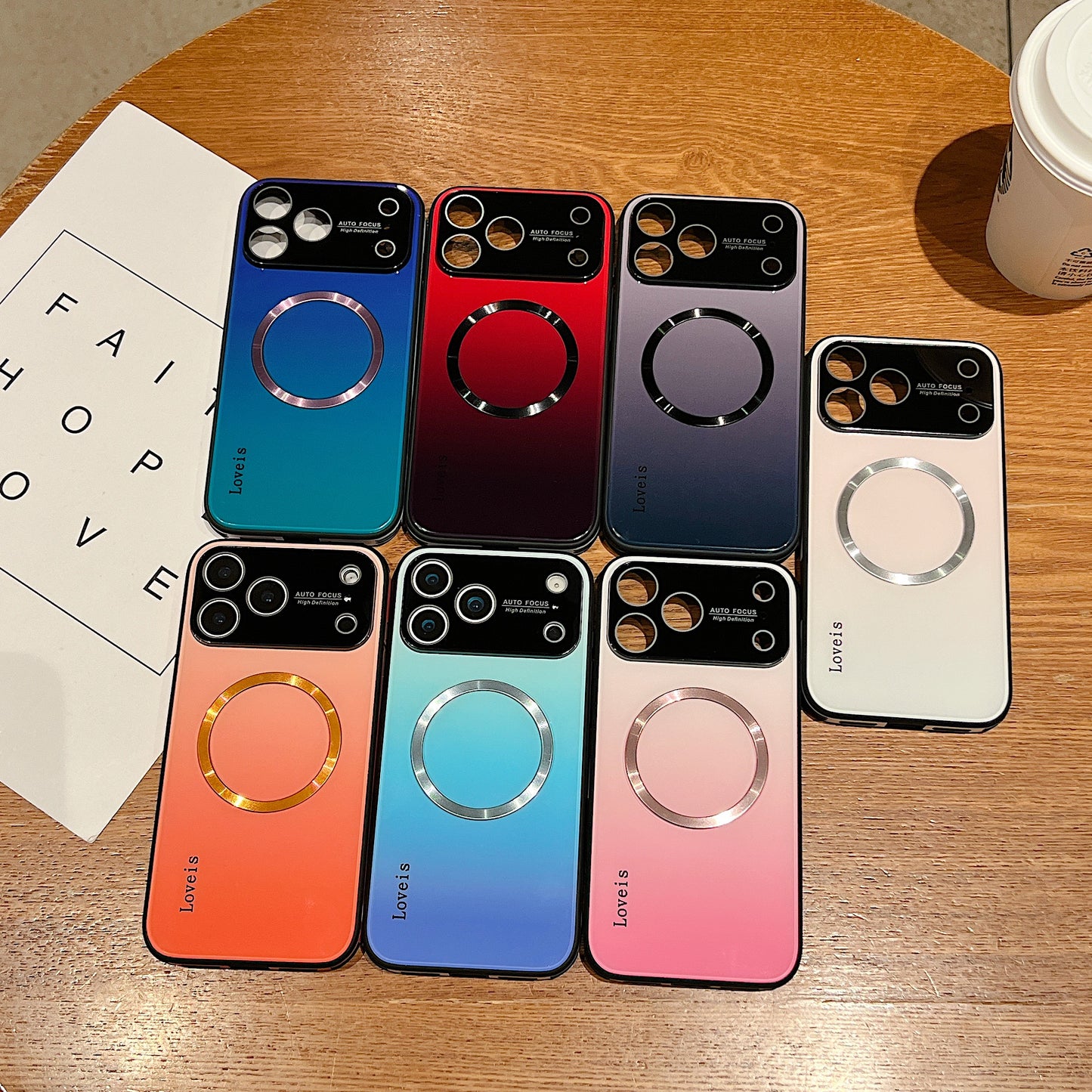 Capa de telefone gradiente magnético MagSafe com proteção de lente