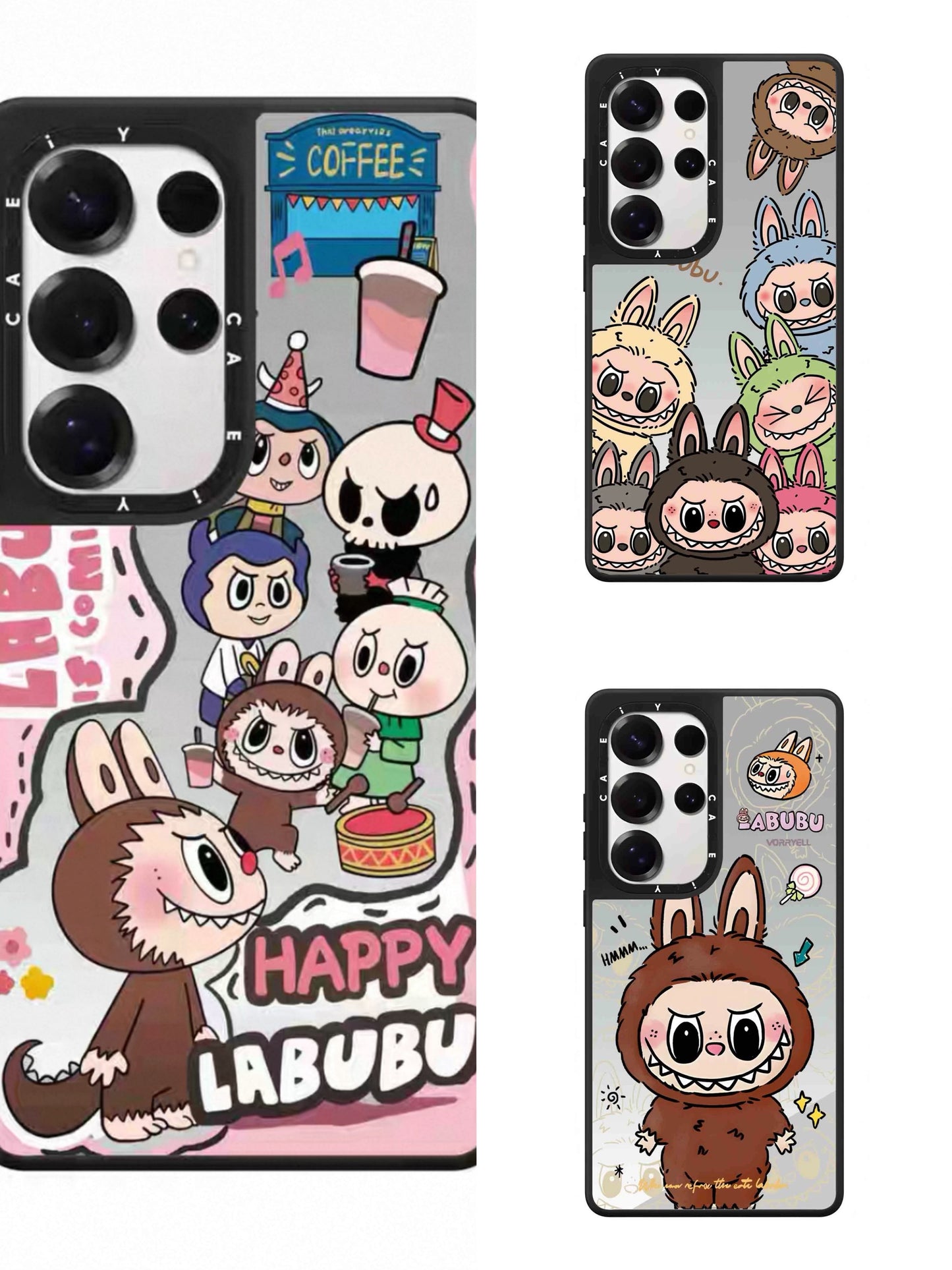 Cute Cartoon Labubu | Brown Many Labubu Coffee Shop Tycoco - Phone Case Samsung Galaxy S25 S24 S23 Ultra