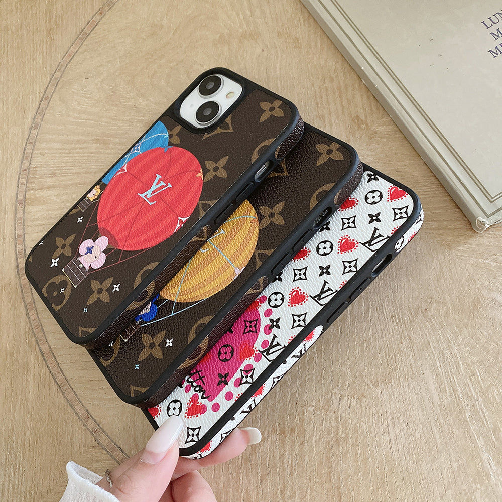 루 벌룬 & 하트 가죽 아이폰 케이스
