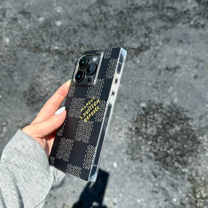 Lou Black & Witte vierkante iPhone-hoes