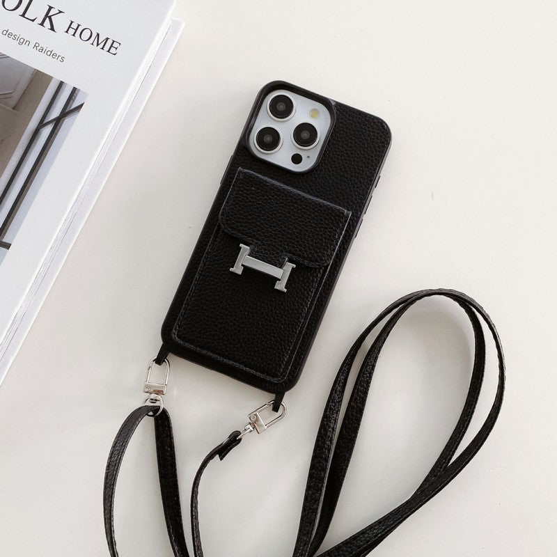 H Card Bag Kožené Crossbody pouzdro na iPhone