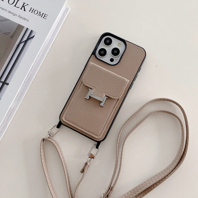 H Card Bag Kožené Crossbody pouzdro na iPhone