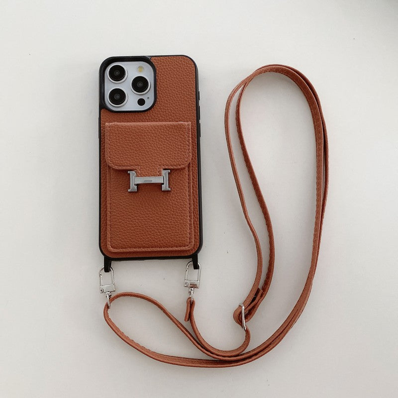 H Card Bag Kožené Crossbody pouzdro na iPhone