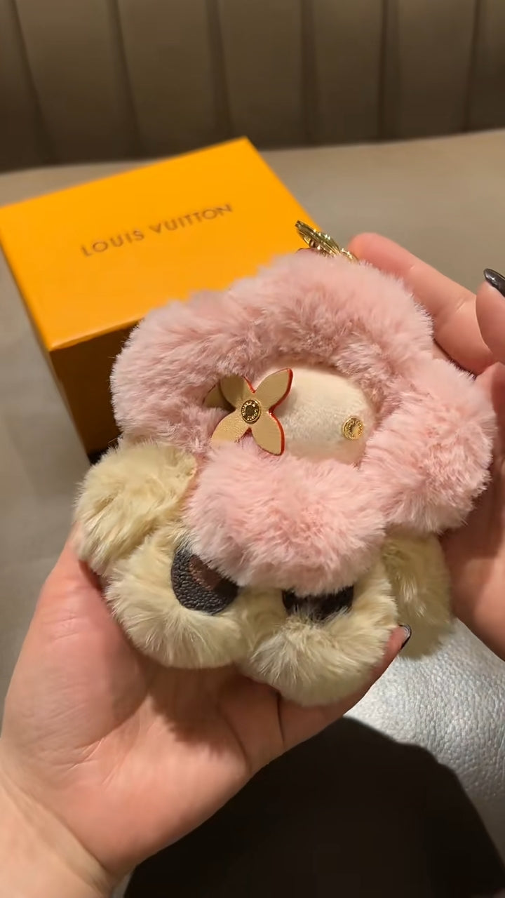 Chaveiro de pelúcia de girassol fofo e fofo