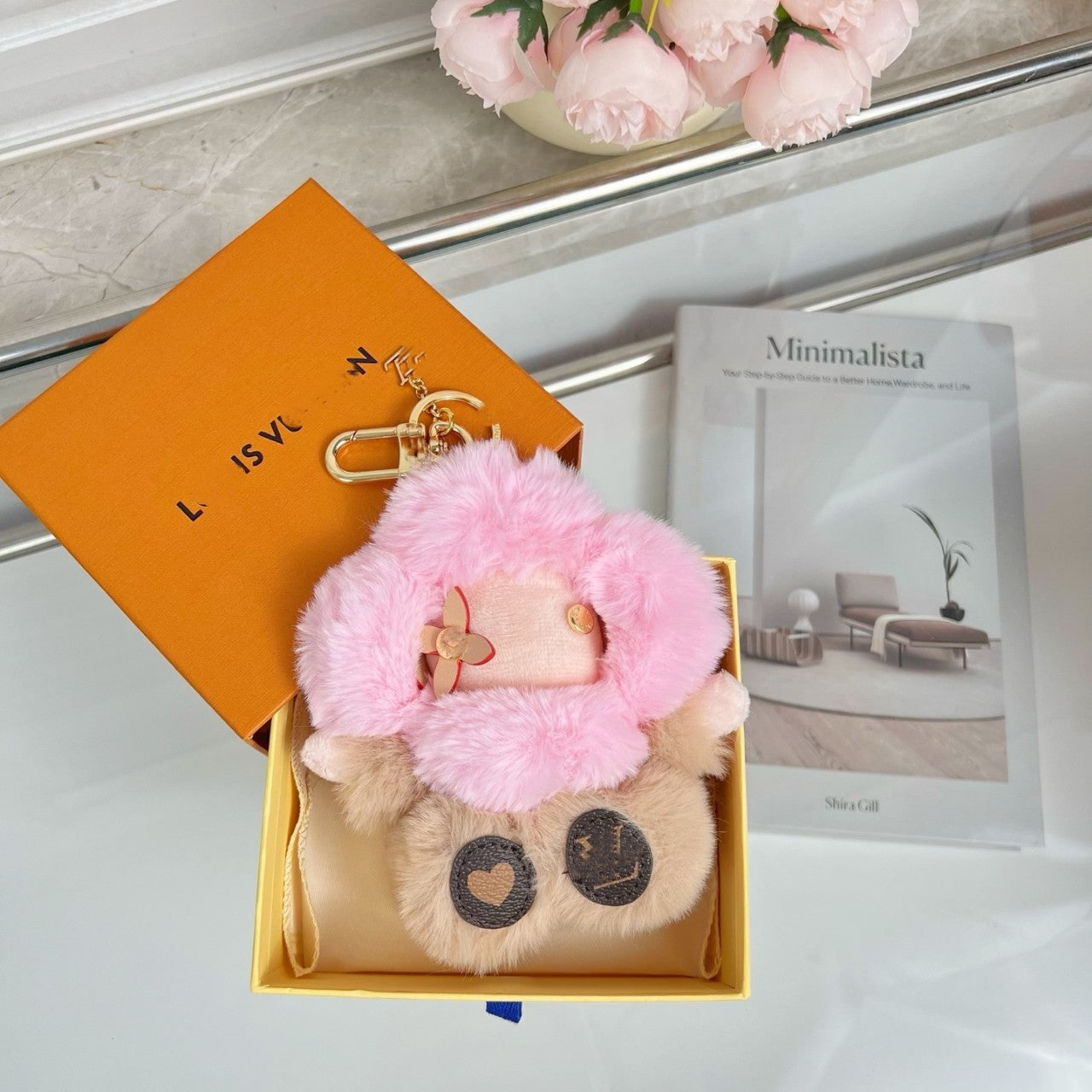 Chaveiro de pelúcia de girassol fofo e fofo