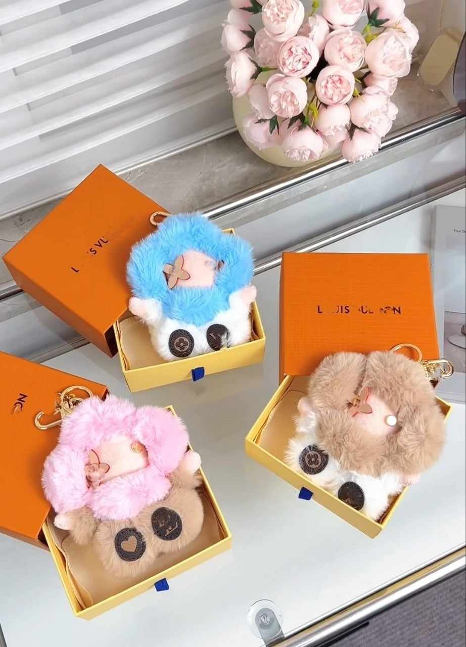 Chaveiro de pelúcia de girassol fofo e fofo