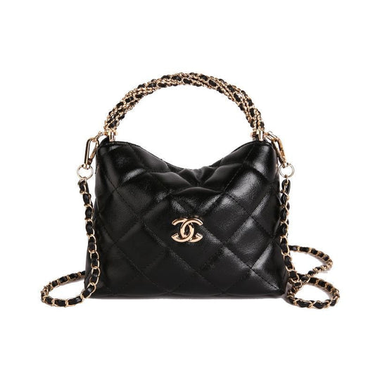 Cloud-Tasche mit gesteppter Kette – strukturierte Umhängetasche mit verstellbarem Riemen