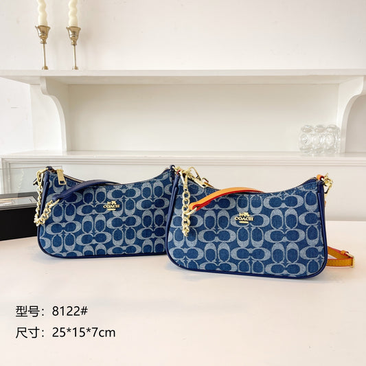 Geantă de umăr cu lanț cu monogramă din denim – Crossbody elegant pentru fiecare zi