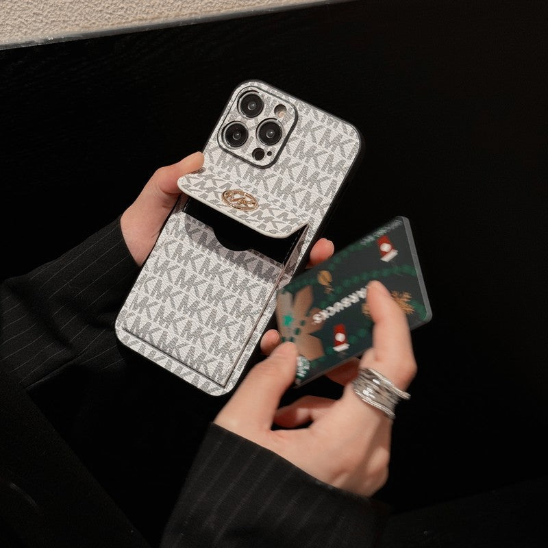 Borsa per carte MK Custodia dorata per iPhone