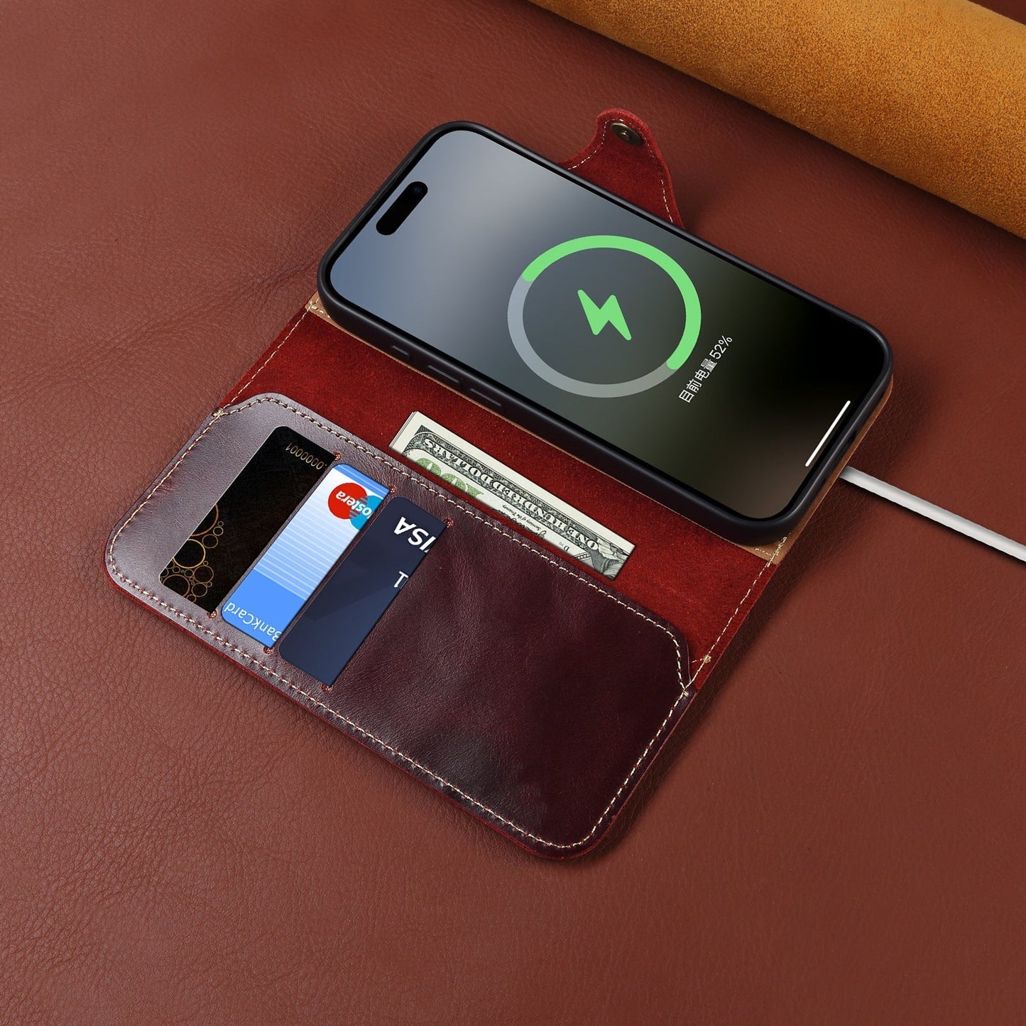 Eredeti bőr flip tok iPhone-hoz